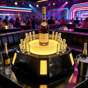 Octagonal LED Wine & Shot Glass Tray